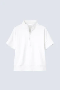 Mock neck zip front top