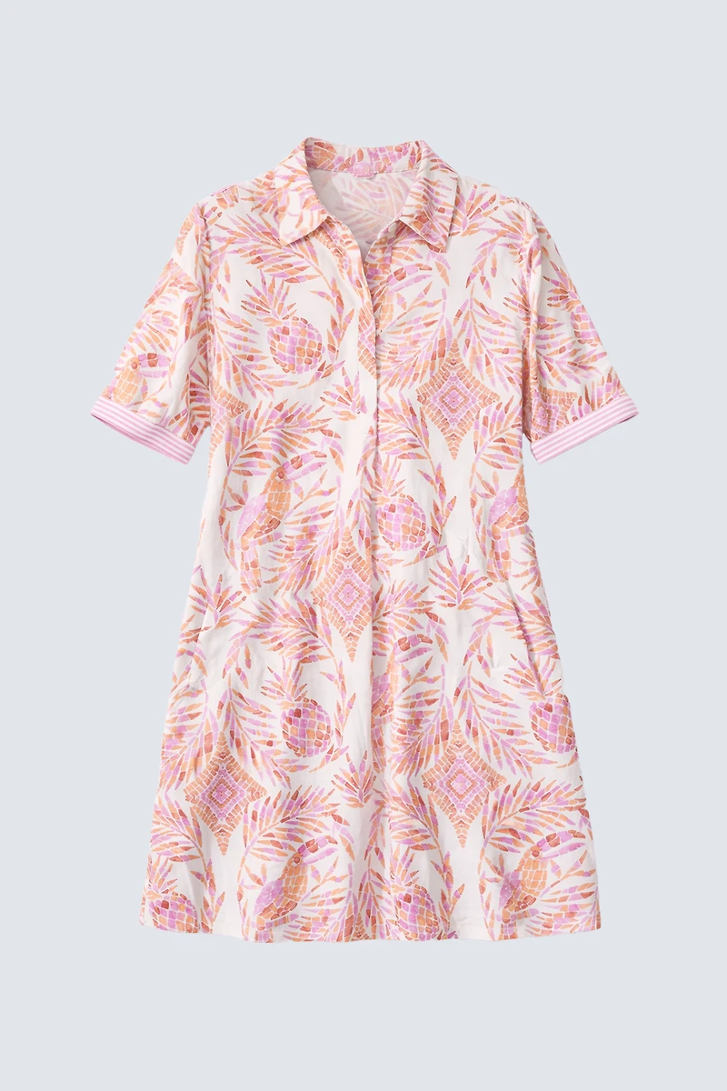 Tropical print polo dress