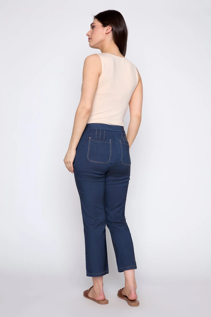 Le capri effet denim à jambes semi-évasées