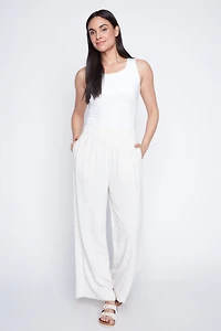 Wide leg linen blend pant