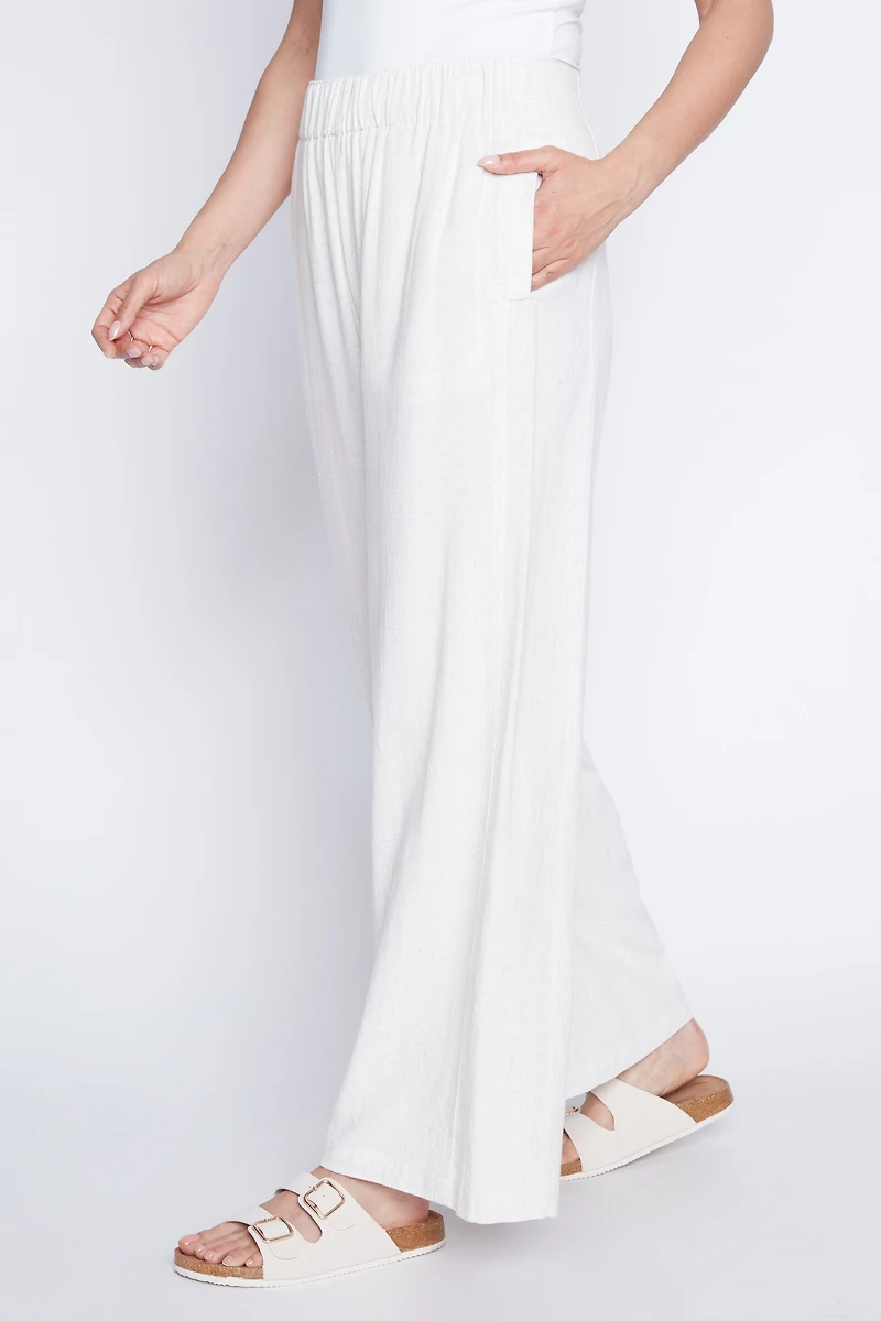 Le pantalon à jambe large en lin mélangé
