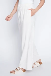 Le pantalon à jambe large en lin mélangé