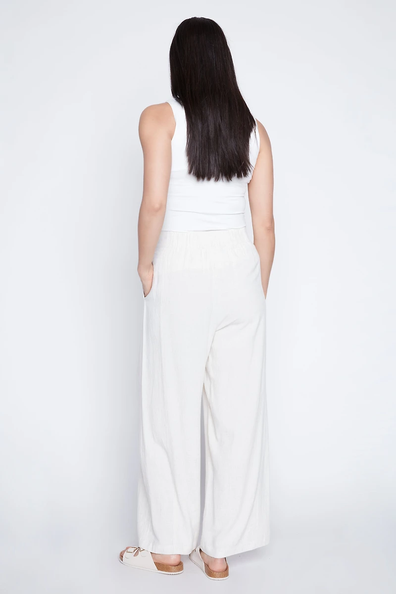 Wide leg linen blend pant