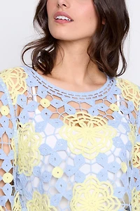 Two tone floral crochet top