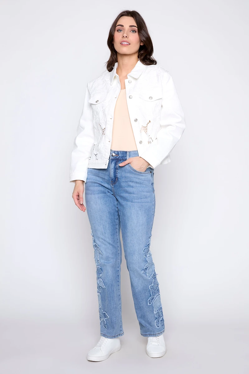Cut out embroidery floral jacket