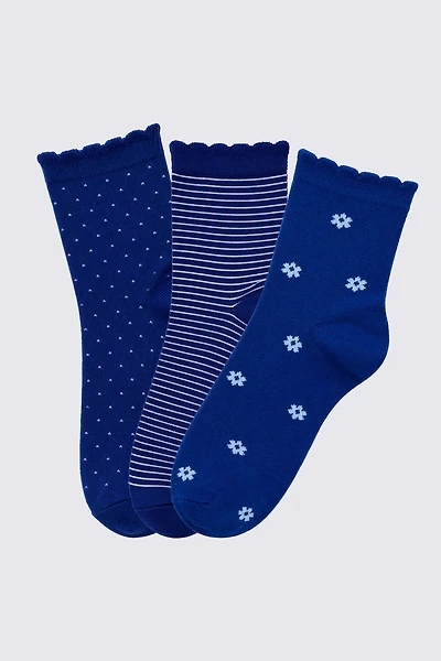 Navy assorted socks with scalloped edge
