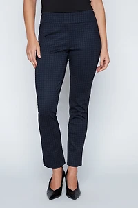 Slim leg check print pant