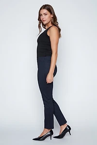 Slim leg check print pant