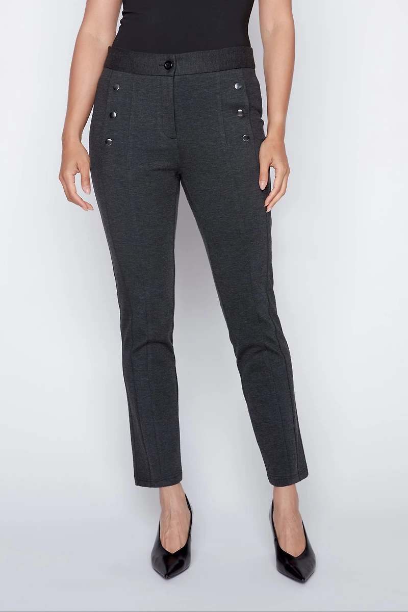 Slim leg solid pdr pant