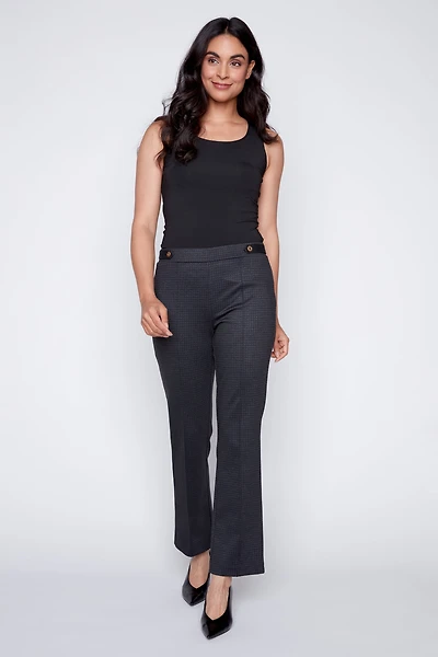 Check print straight leg pdr pant
