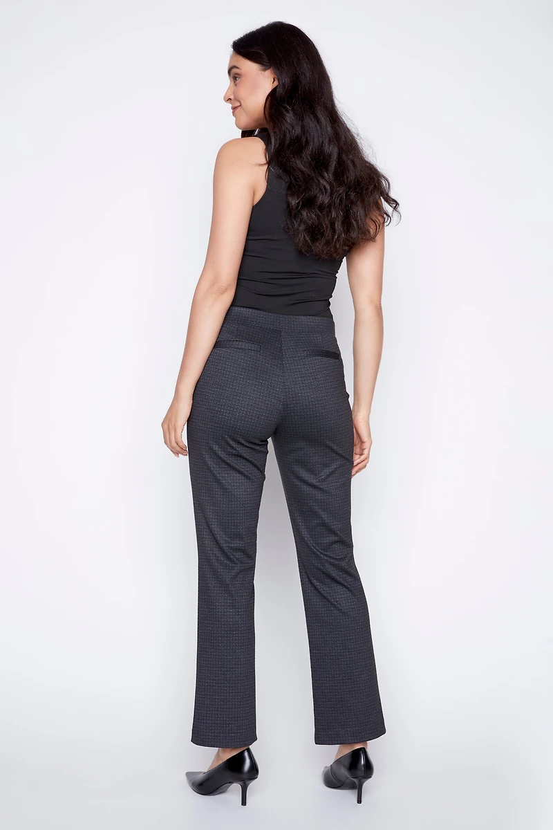 Check print straight leg pdr pant