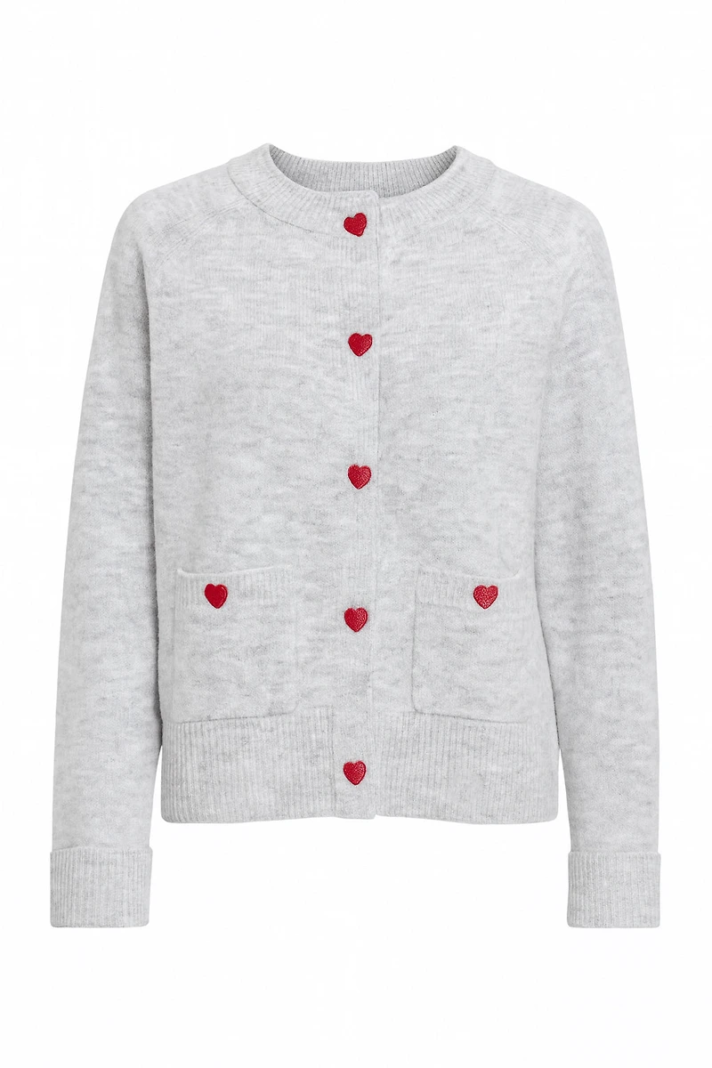 Red hearts button front cardigan
