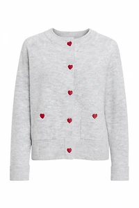 Red hearts button front cardigan