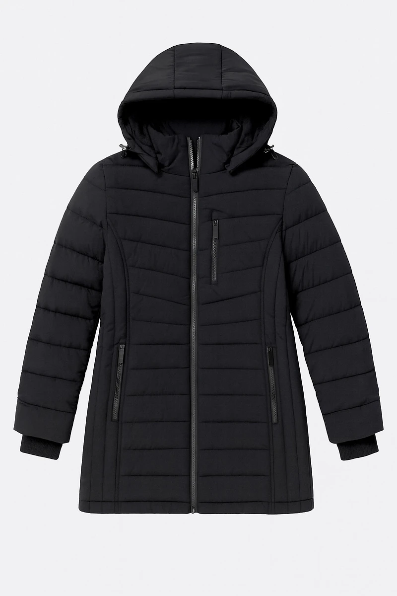 Horizontal quilt puffer jacket