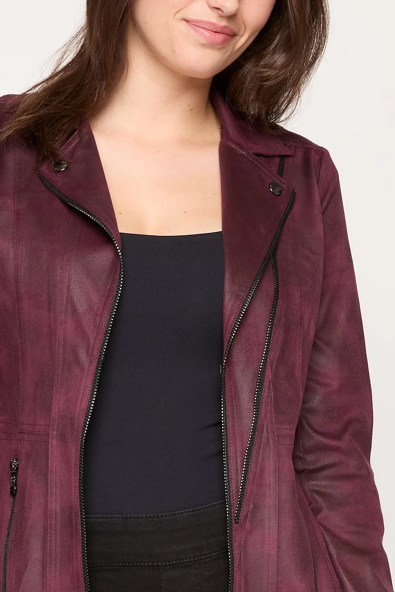 Faux Leather Zip Detail Blazer