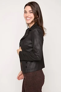 Faux Leather Zip Detail Blazer