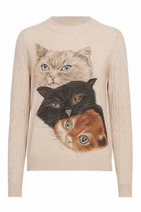 Le pull en tricot à motif trois chats
