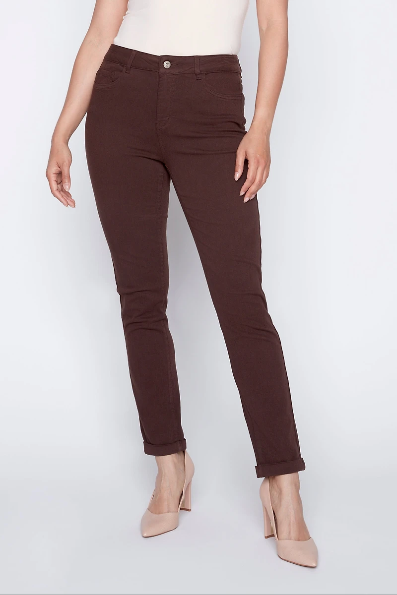 Slim leg colored jean