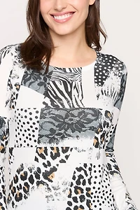 Animal Print Sweater Knit Top