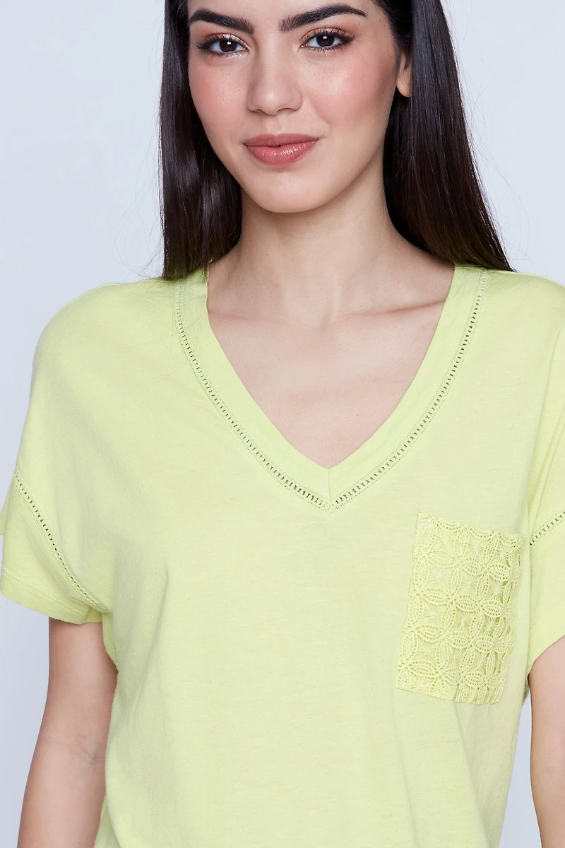 V-neck cotton blend t-shirt