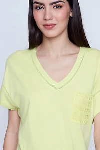 V-neck cotton blend t-shirt