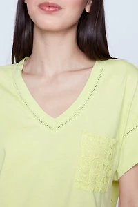 V-neck cotton blend t-shirt