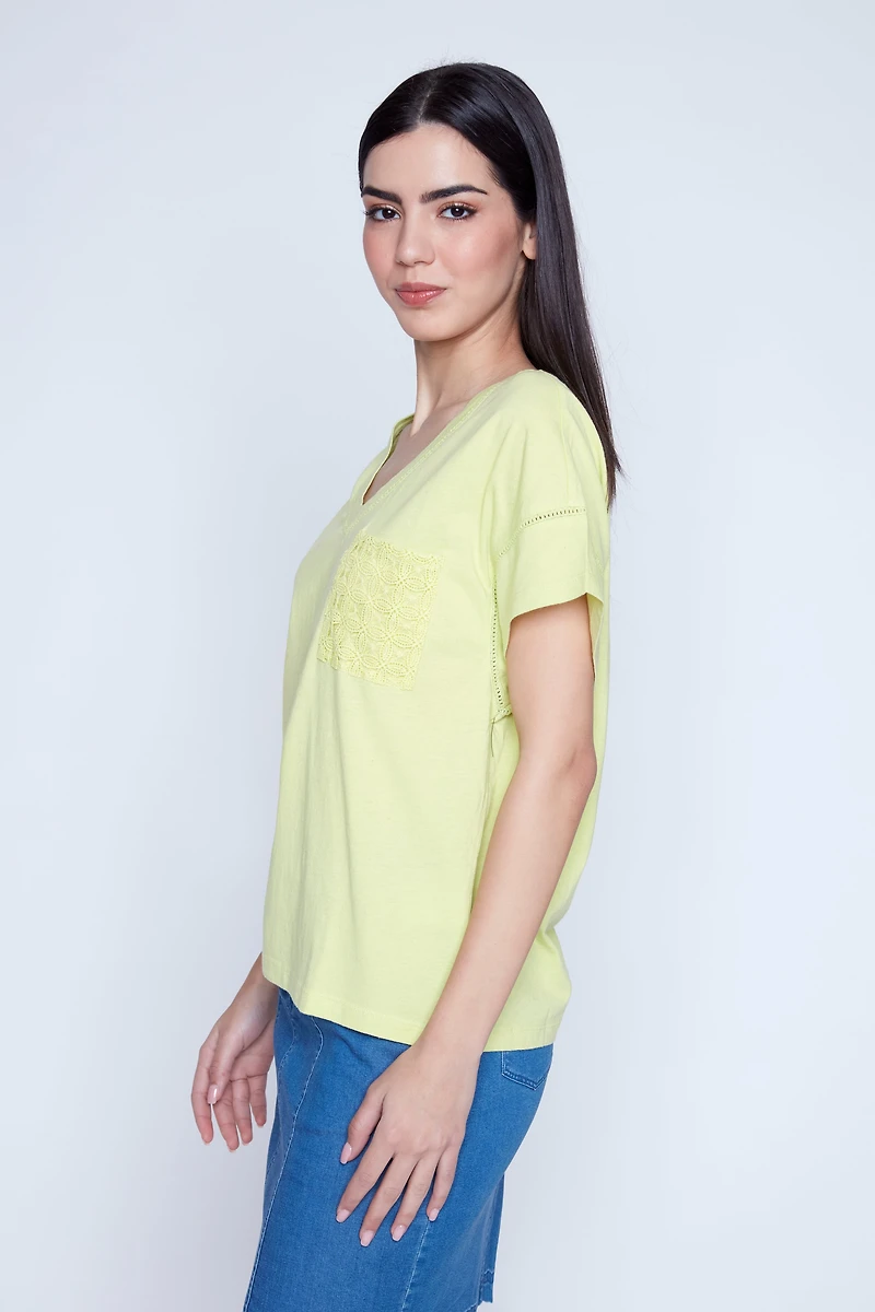 V-neck cotton blend t-shirt