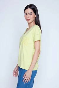 V-neck cotton blend t-shirt