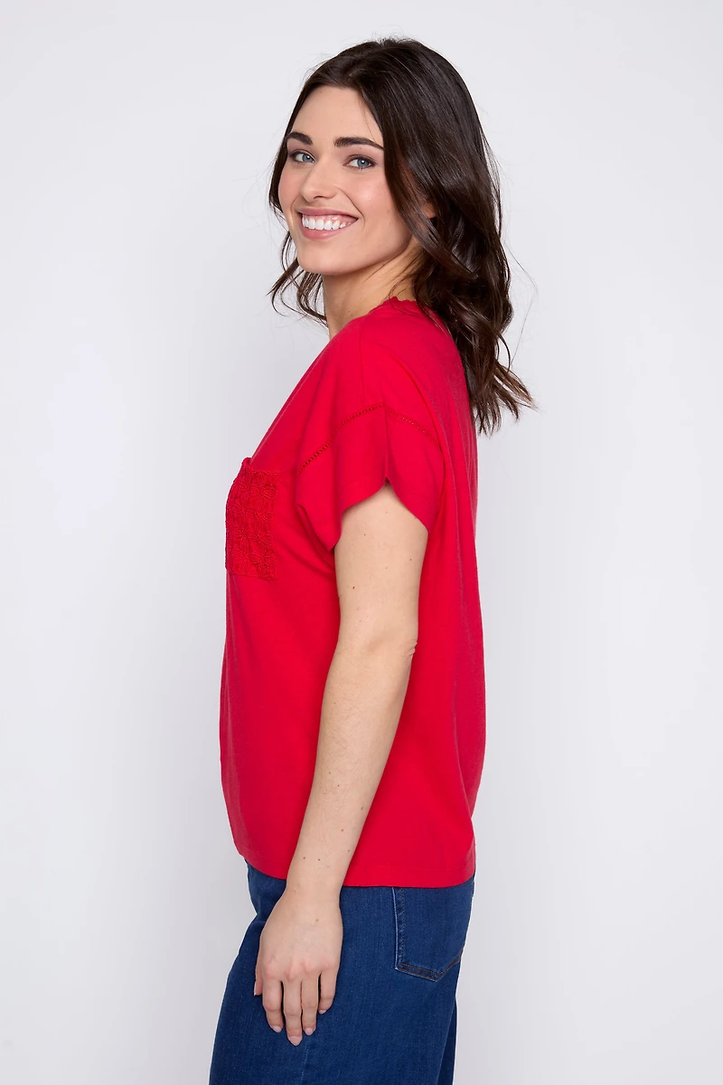 V-neck cotton blend t-shirt