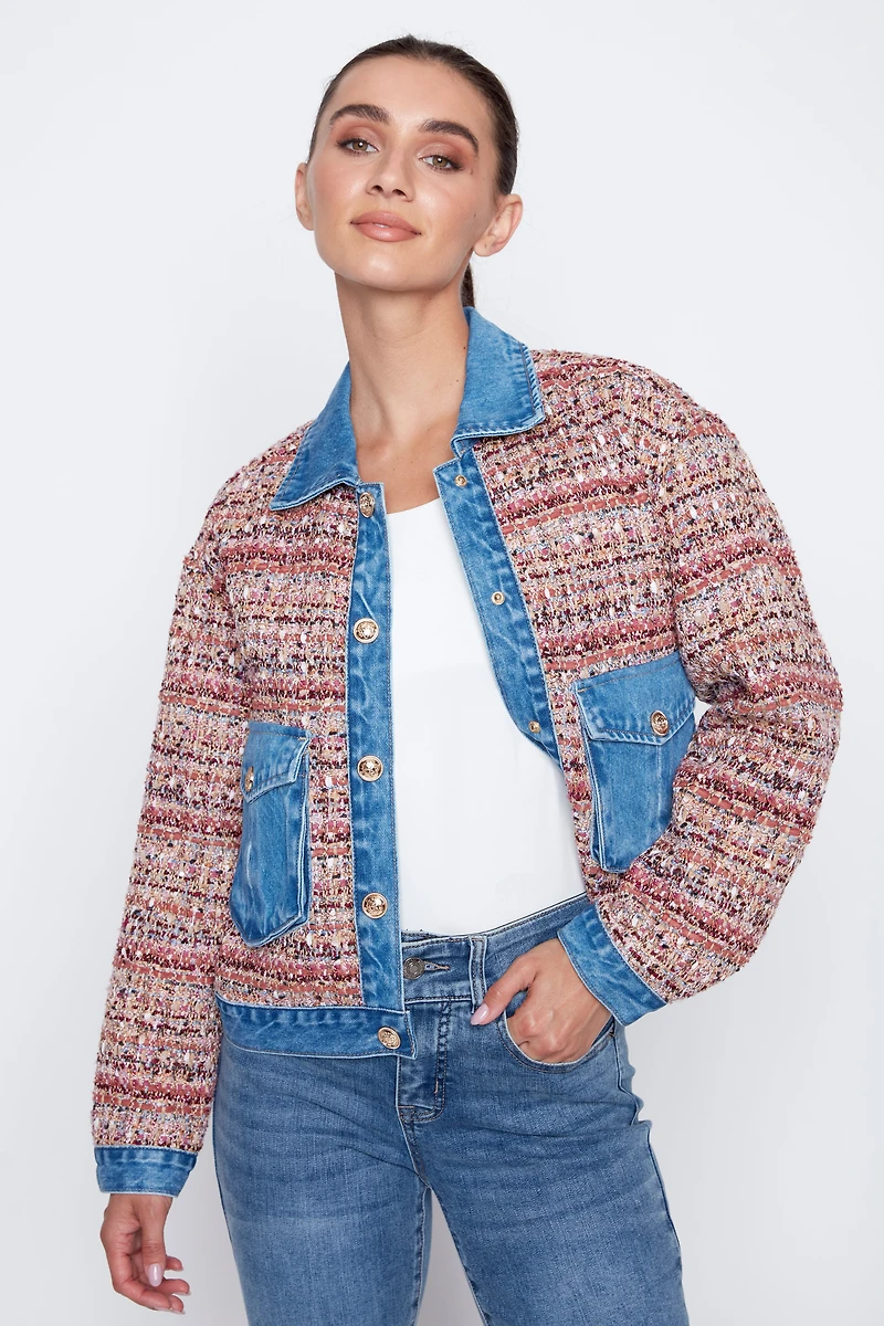 Mix media tweed jacket