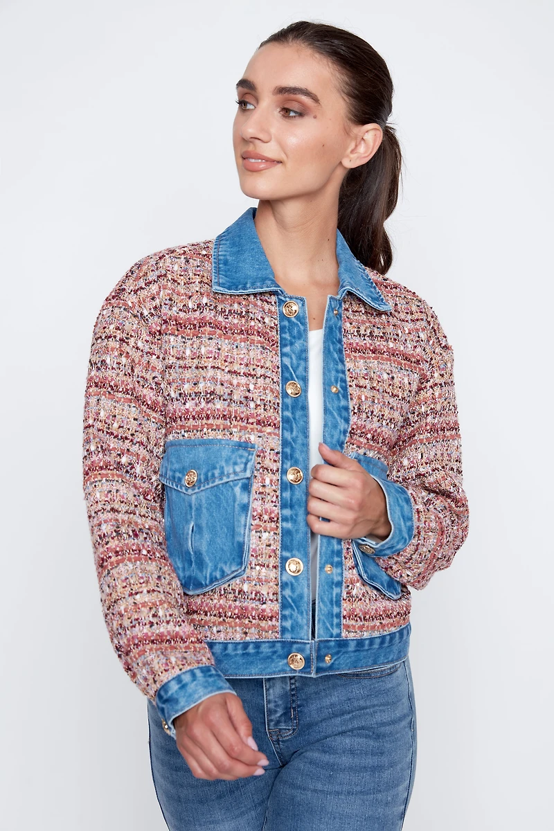 Mix media tweed jacket