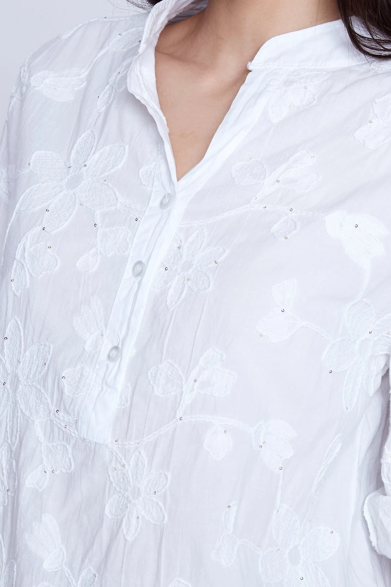White embroidered cotton blouse
