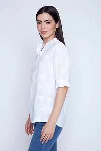 White embroidered cotton blouse