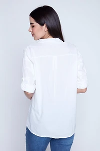 White embroidered cotton blouse