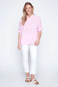 Pink embroidered cotton blouse