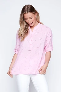 Pink embroidered cotton blouse