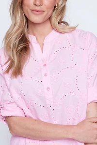 Pink embroidered cotton blouse