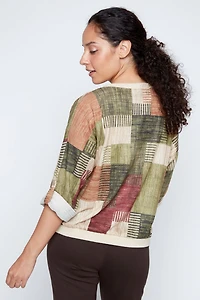 Lurex patchwork cardigan