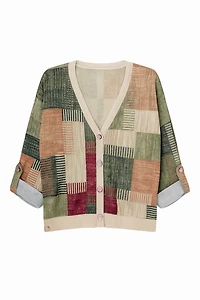 Lurex patchwork cardigan