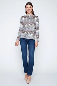 Abstract print high neck top
