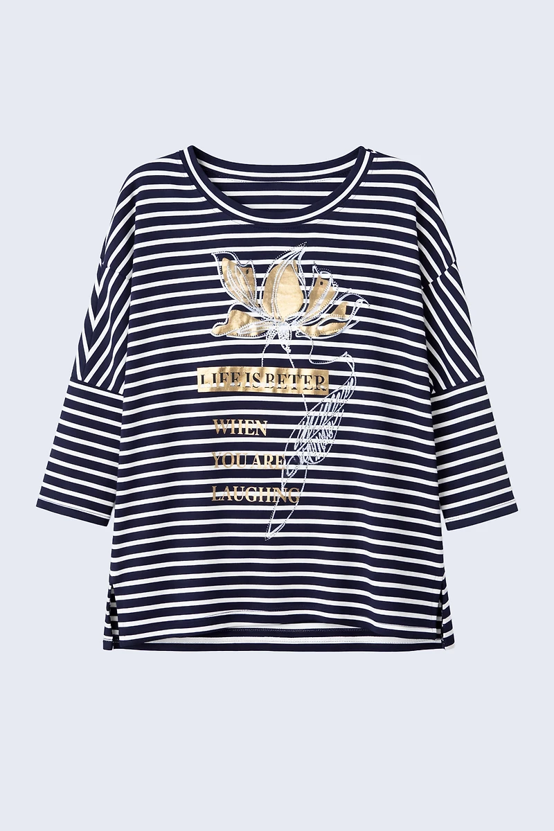 Dolman sleeve stripe top