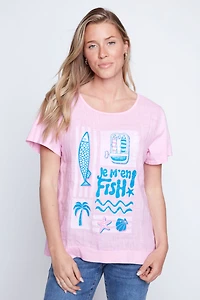 Fun fish beach print t-shirt