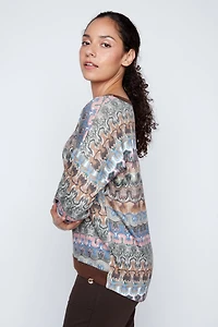 Abstract stripe print top