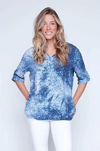 Printed Henley blouse
