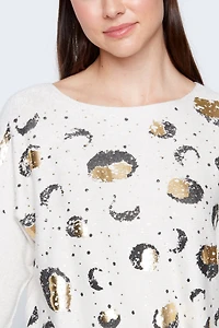 Foil circles print sweater
