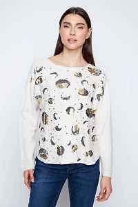 Foil circles print sweater