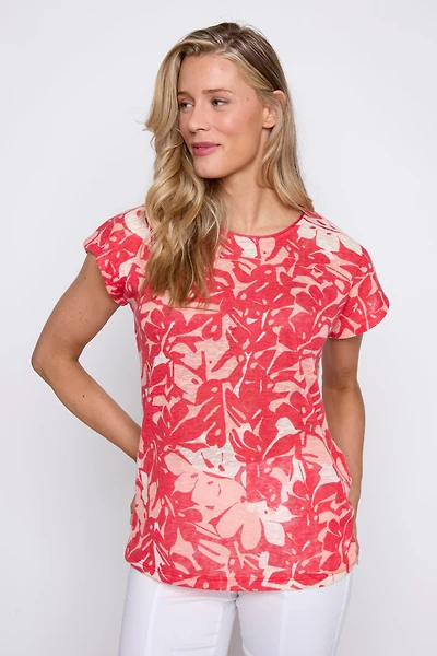 Tropical leaf print top