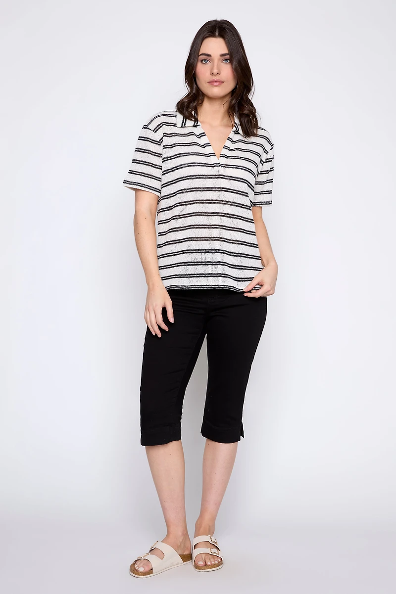 Stripe knit polo