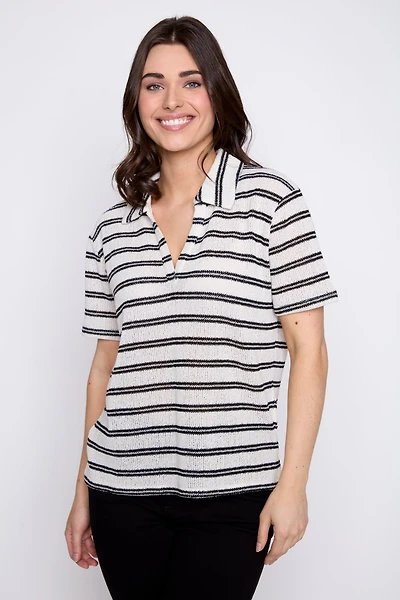 Stripe knit polo