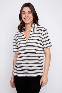 Stripe knit polo